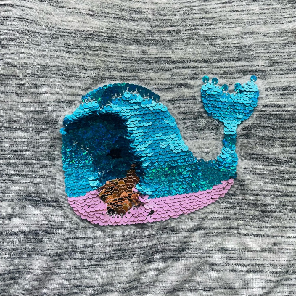Vineyard Vines Sequin Whale Gray Chest Pocket Patch